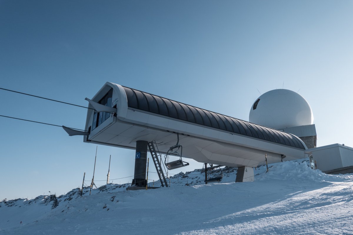 Bergstation der Sesselbahn Les Dappes-La Dôle, Februar 2023