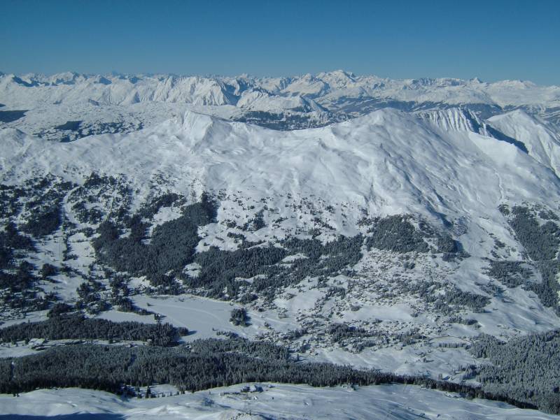 Panorama vom Parpaner Rothorn auf die Lenzerheide, Februar 2005