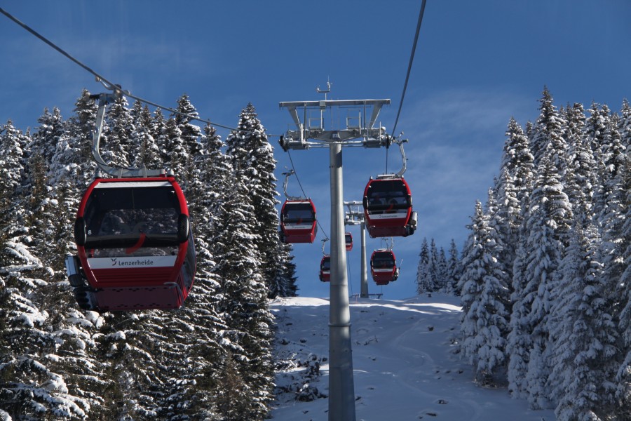 Strecke der Kabinenbahn Canols-Scharmoin, Dezember 2010