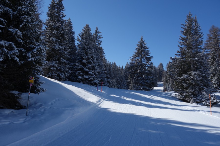 Abfahrt im Bereich Val Sporz, März 2013