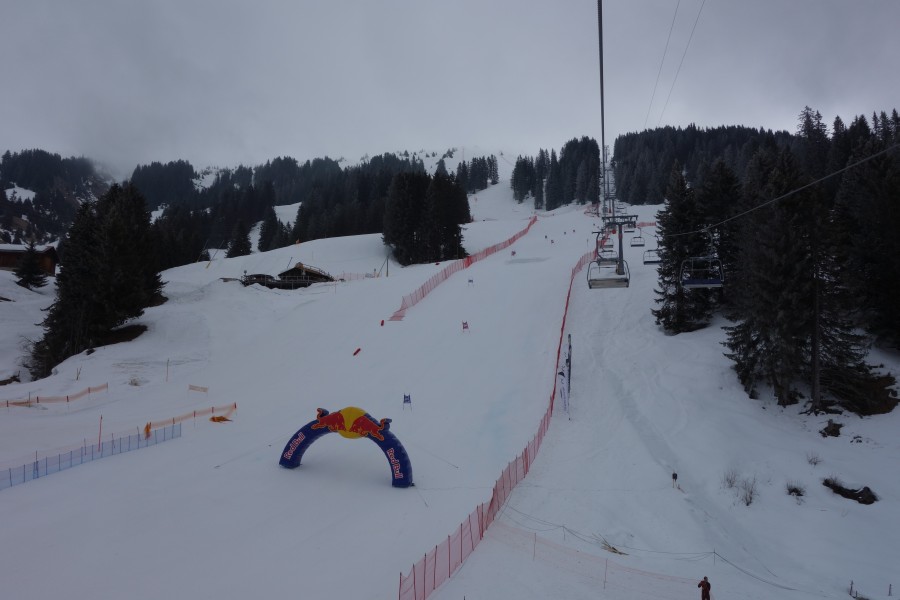 Sesselbahn Parpan-Heimberg mit der Weltcuppiste, März 2013