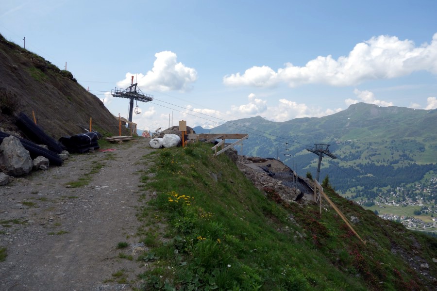 Bau der Talstation der Sesselbahn Heimberg-Motta, Juli 2013