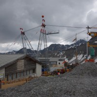 Bauseilbahn für die künftige Luftseilbahn Hörnli-Urdenfürggli, Juli 2013