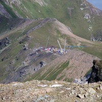 Die zukünftigen Bergstationen der Sesselbahn Motta-Urdenfürggli und der Luftseilbahn Hörnli-Urdenfürggli, August 2013