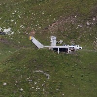 Überreste der Bergstation der Sesselbahn Motta-Schwarzhorn, August 2013