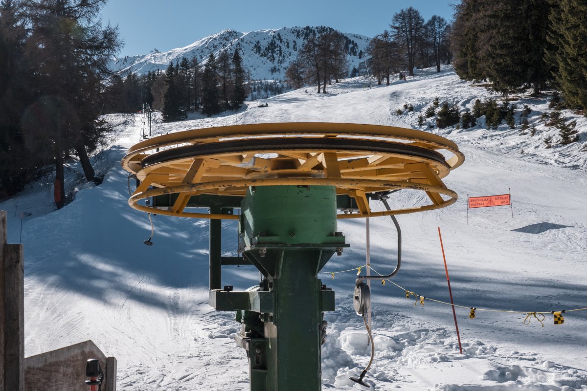 Talstation des Schlepplifts Petit Vallon, Februar 2023