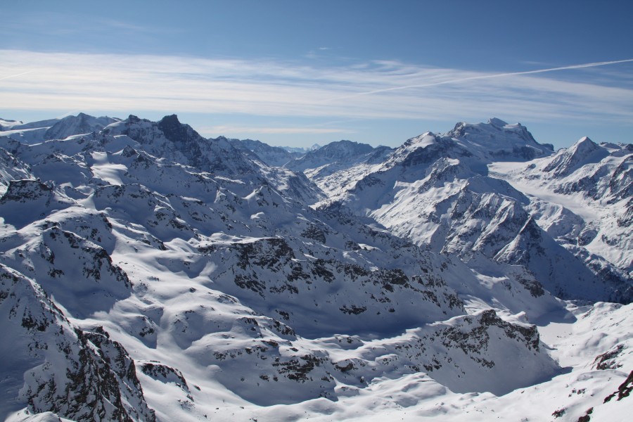 Panorama vom Mont Fort mit dem Grand Combin rechter Hand, Februar 2012