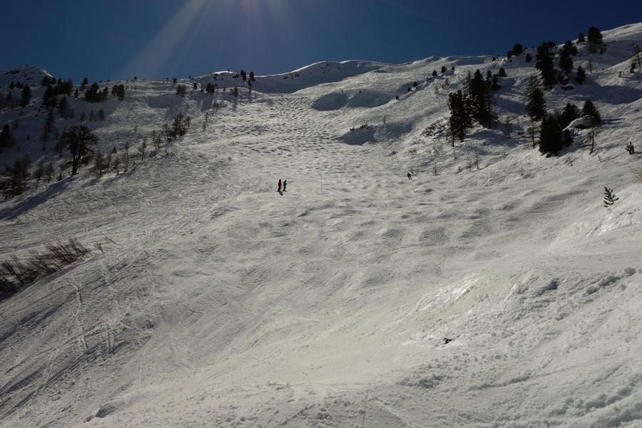 Abfahrtsroute Vallon d'Arbi nach La Tzoumaz, März 2014