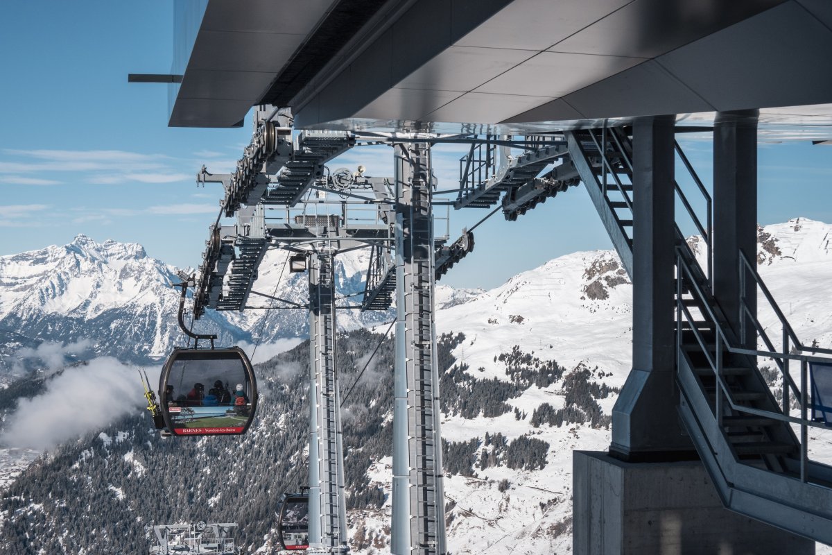 Bergstation der Kabinenbahn Verbier-Croix des Ruinettes 1, Februar 2023