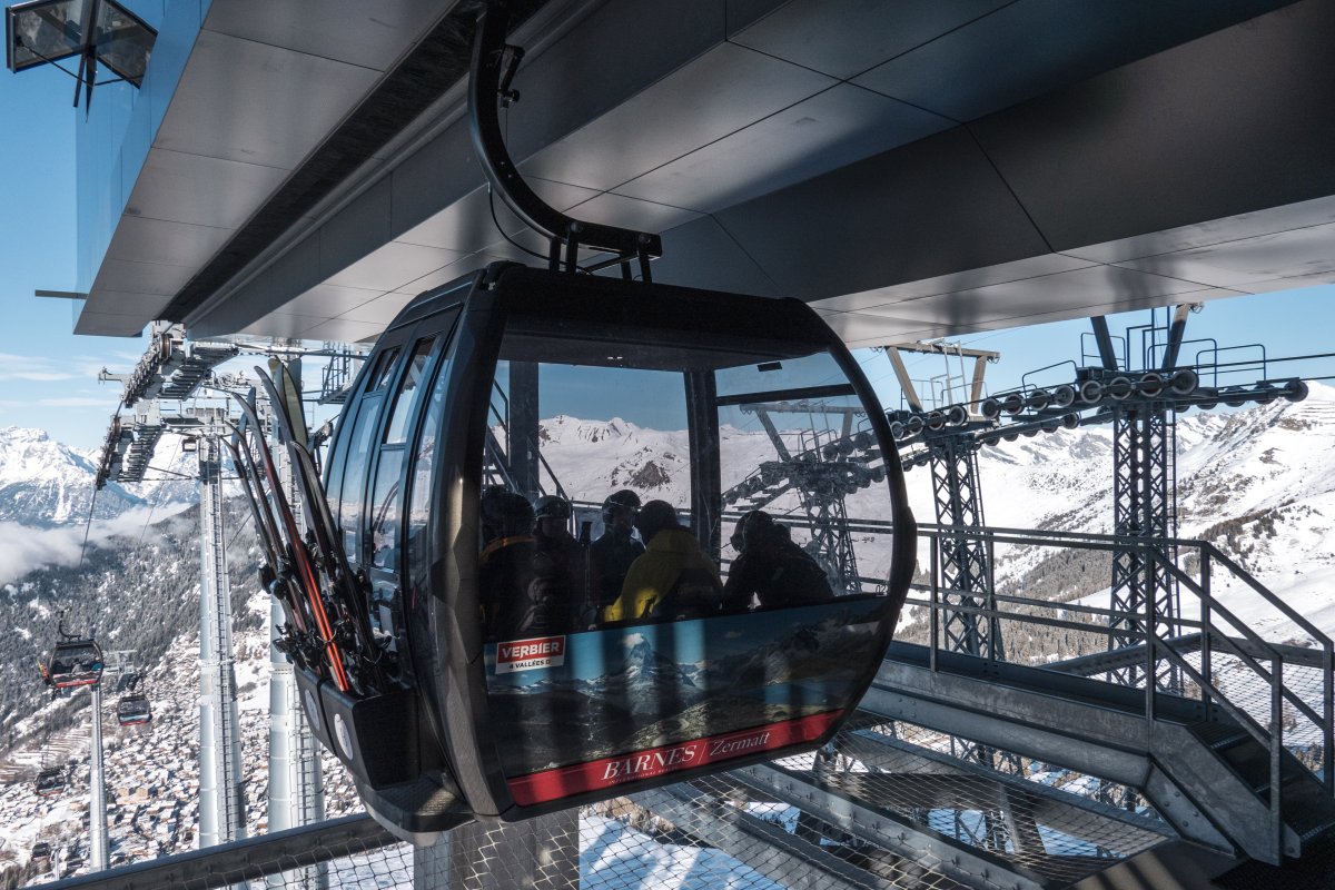 Bergstation der Kabinenbahn Verbier-Croix des Ruinettes 1, Februar 2023