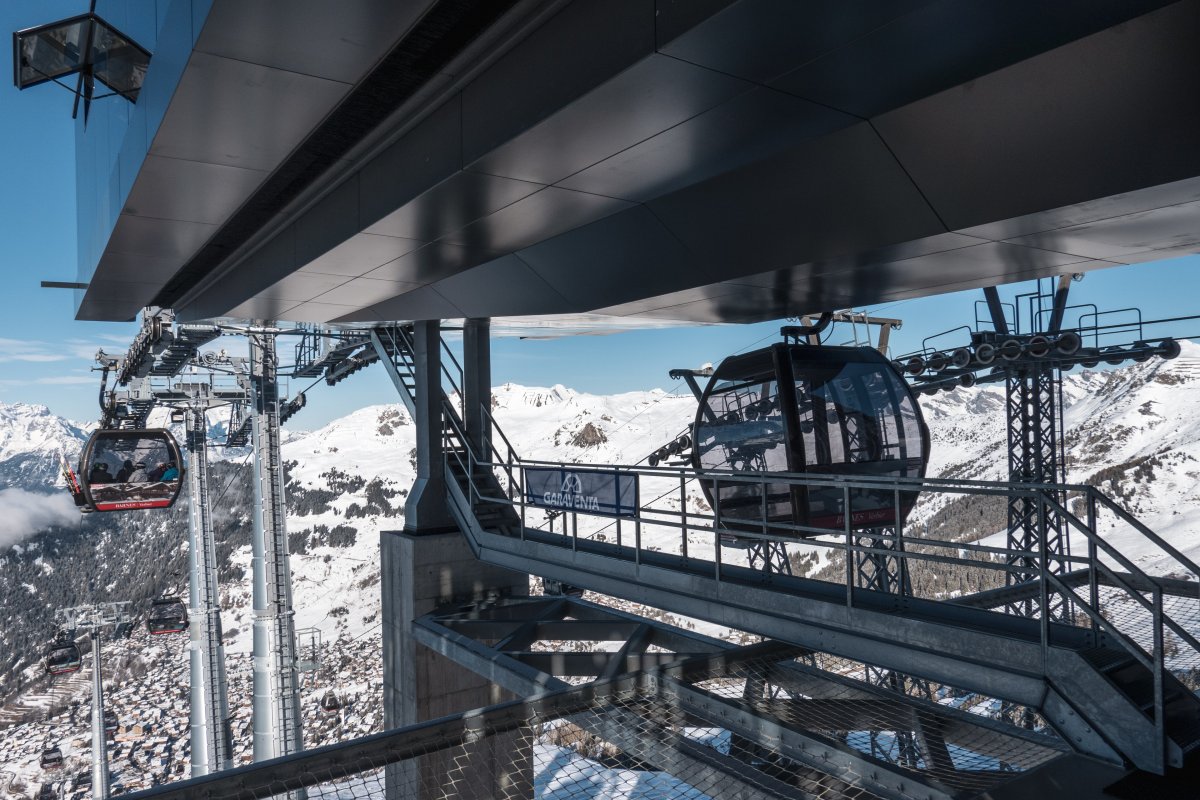 Bergstation der Kabinenbahn Verbier-Croix des Ruinettes 1, Februar 2023