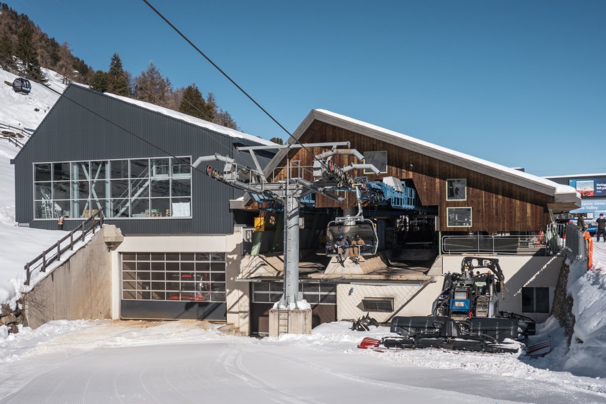Talstation der Sesselbahn Siviez-Pra Comoun-Tortin, Februar 2023