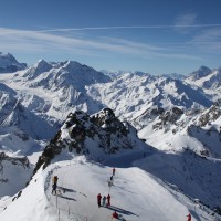 Start zur Abfahrtsroute auf dem Mont Fort, Februar 2012