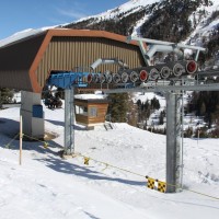 Sesselbahn Siviez-Pra Comoun-Tortin mit Winkelstation, Februar 2012