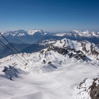 Ausblick vom Mont Fort auf den Col des Gentianes und Panorama Richtung Norden, April 2017