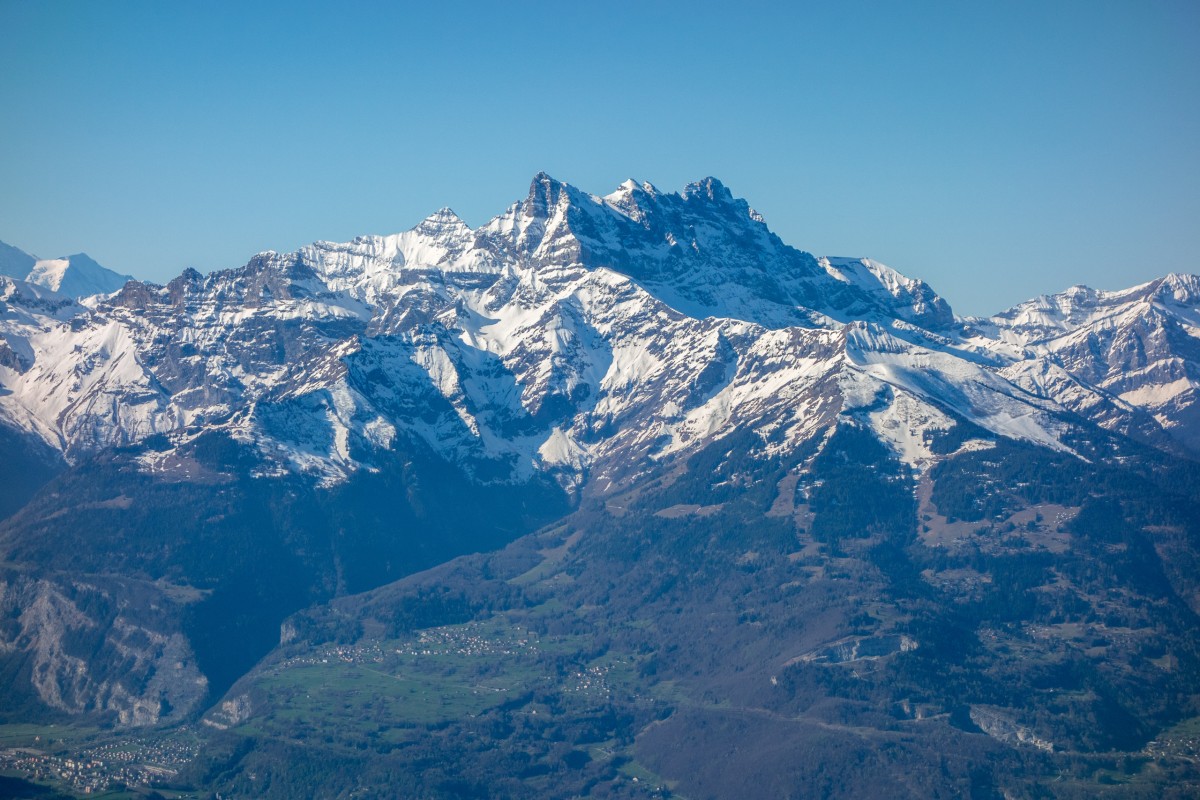Blick vom Chamossaire auf die Dents du Midi, April 2017