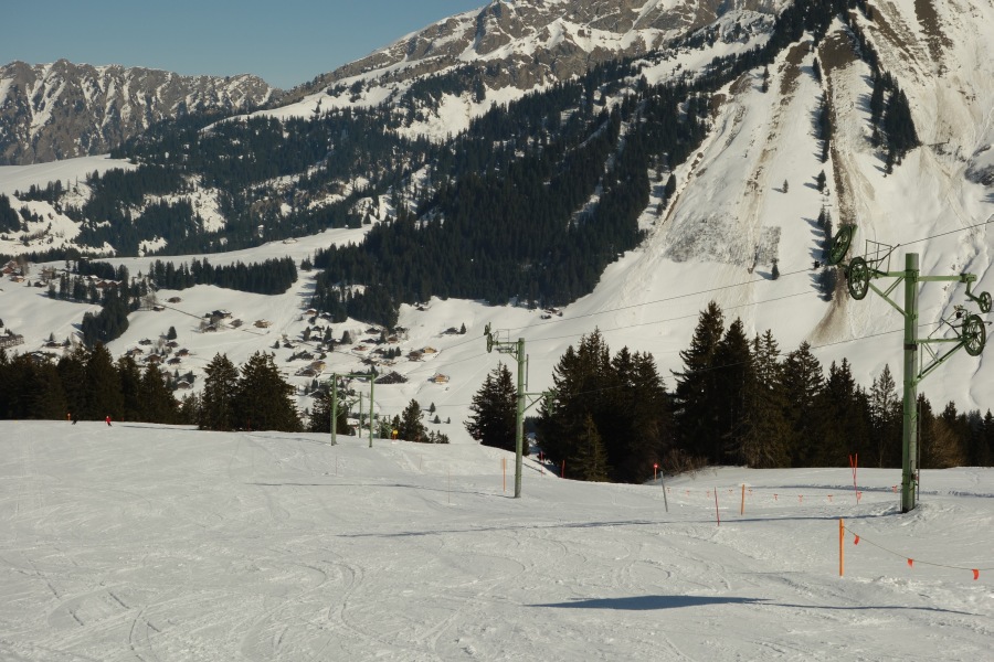 Schlepplift Parchets 2 - heute nicht in Betrieb, da die Pisten auch alle durch den Schlepplift Parchets 1 erschlossen werden, März 2014