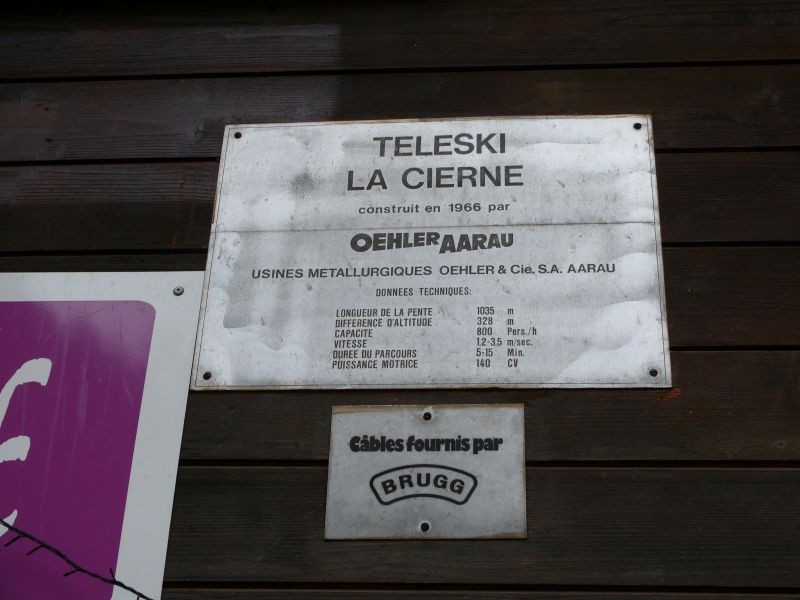 Technische Daten des Schlepplifts La Cierne, März 2008