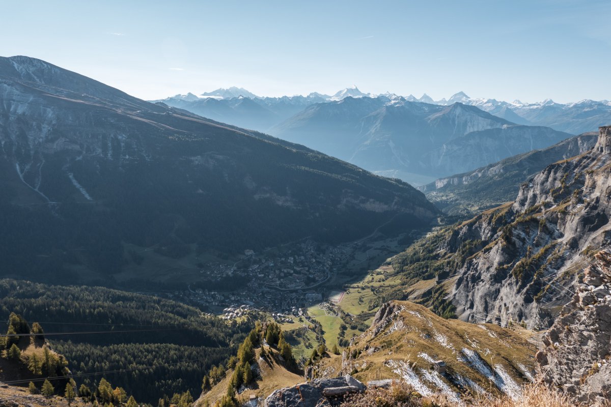 Panorama auf Leukerbad und die Walliser Alpen