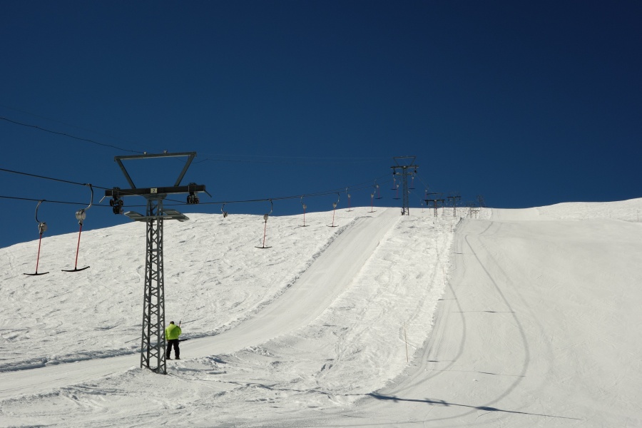 Schlepplift Chaux de Bavon - die Occasionsanlage war 1998 eine Neuerschliessung, März 2014