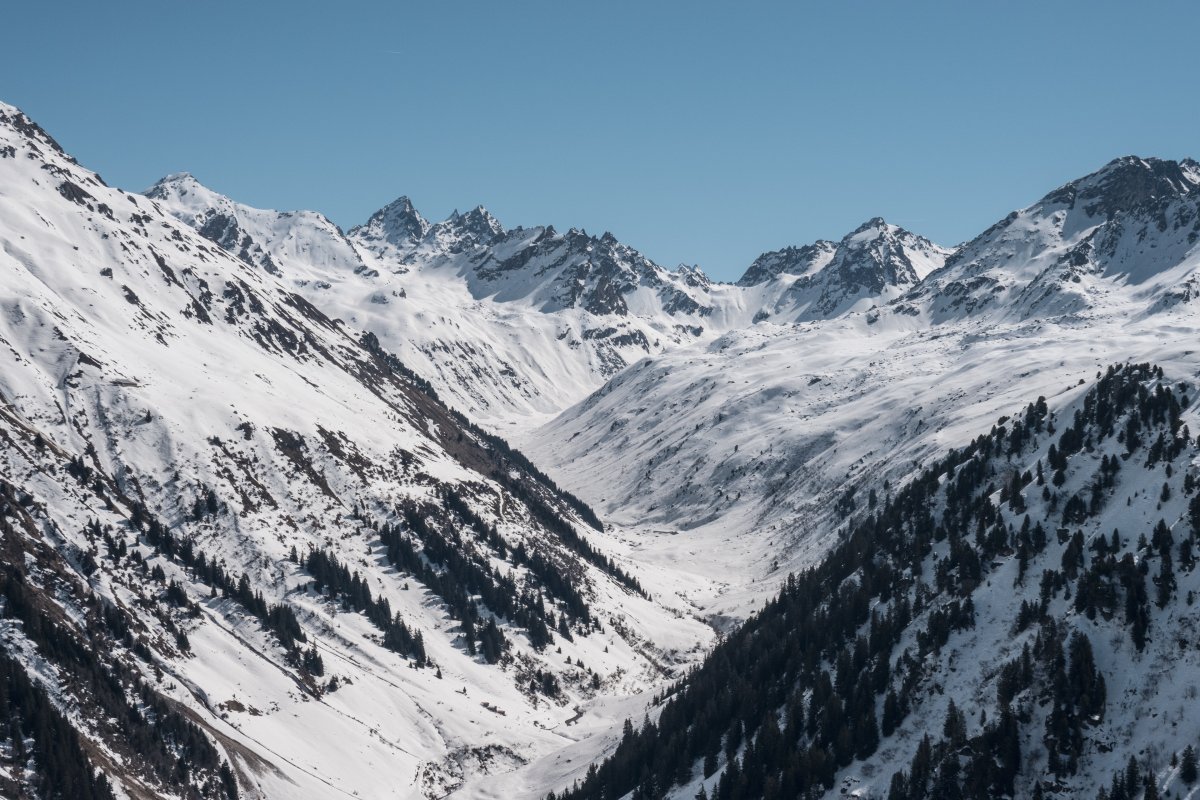 Blick ins verschneite Schlappintal