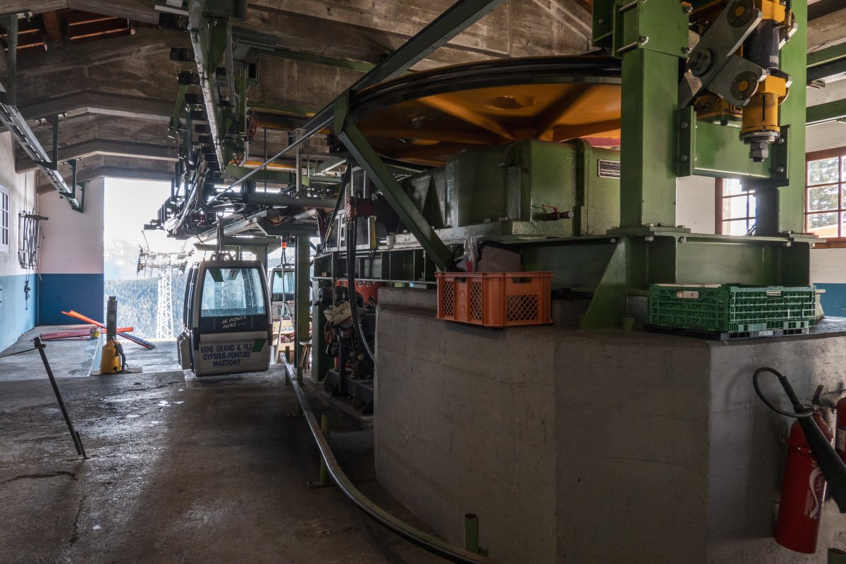 Bergstation der Kabinenbahn Les Marécottes-La Creusaz, März 2024