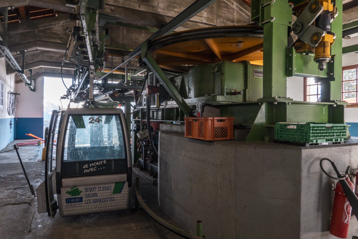 Bergstation der Kabinenbahn Les Marécottes-La Creusaz, März 2024