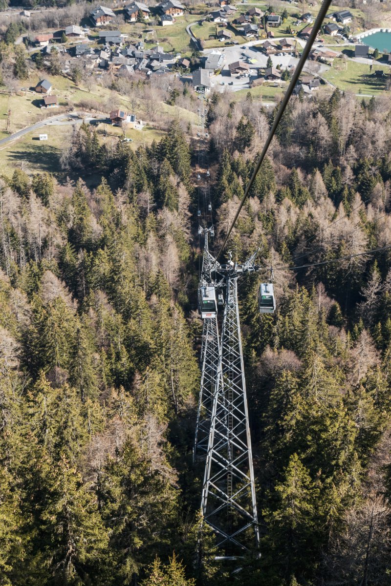 Kabinenbahn Les Marécottes-La Creusaz, März 2024