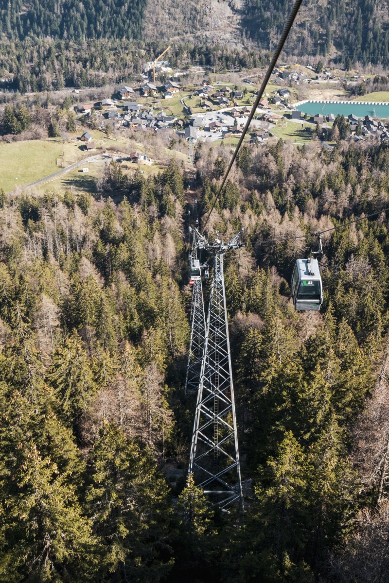 Kabinenbahn Les Marécottes-La Creusaz, März 2024