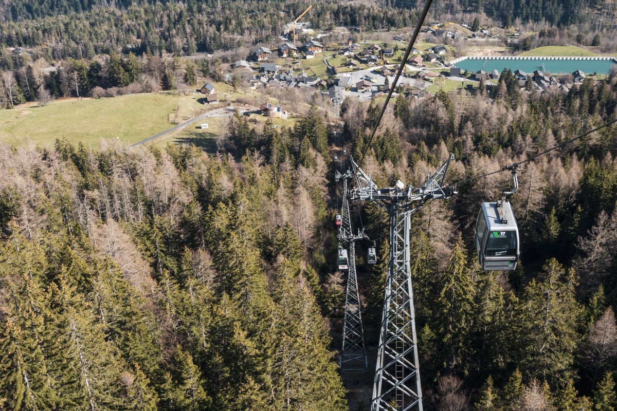 Kabinenbahn Les Marécottes-La Creusaz, März 2024