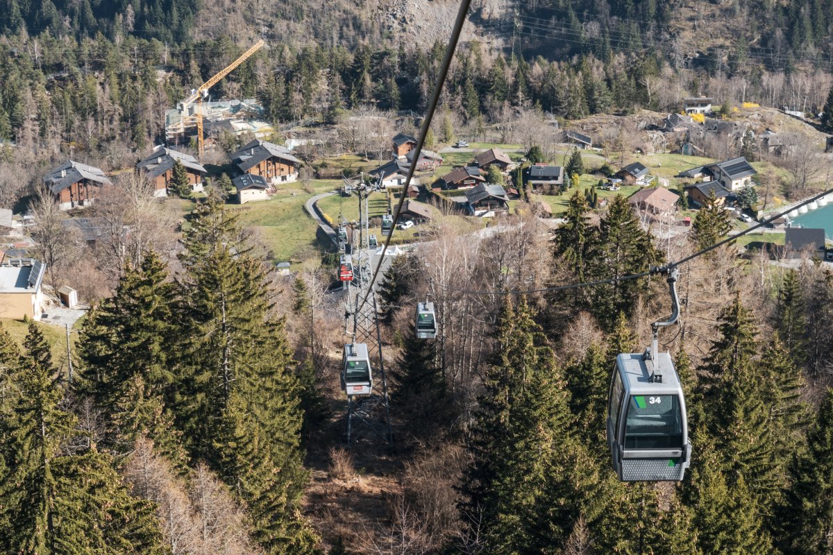 Kabinenbahn Les Marécottes-La Creusaz, März 2024