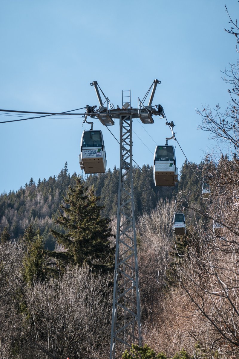 Kabinenbahn Les Marécottes-La Creusaz, März 2024