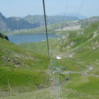 Sesselbahn Distelboden-Balmeregghorn mit Blick auf den Melchsee, Juli 2005