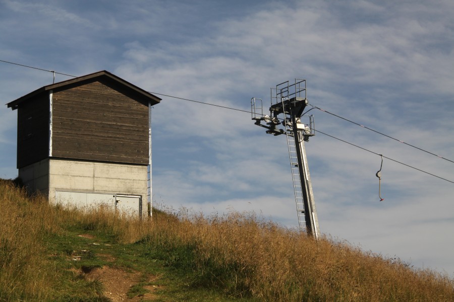 Schlepplift Combe de Jaman. Er ist nur über die Zahnradbahn Montreux-Rochers de Naye erreichbar, August 2011