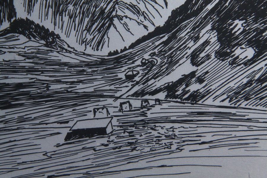 Auf der Panoramakarte der Rochers de Naye findet sich noch eine Zeichnung des allerersten Schlepplifts, einem Oehler-Gurtenlift aus den 30er Jahren, August 2011