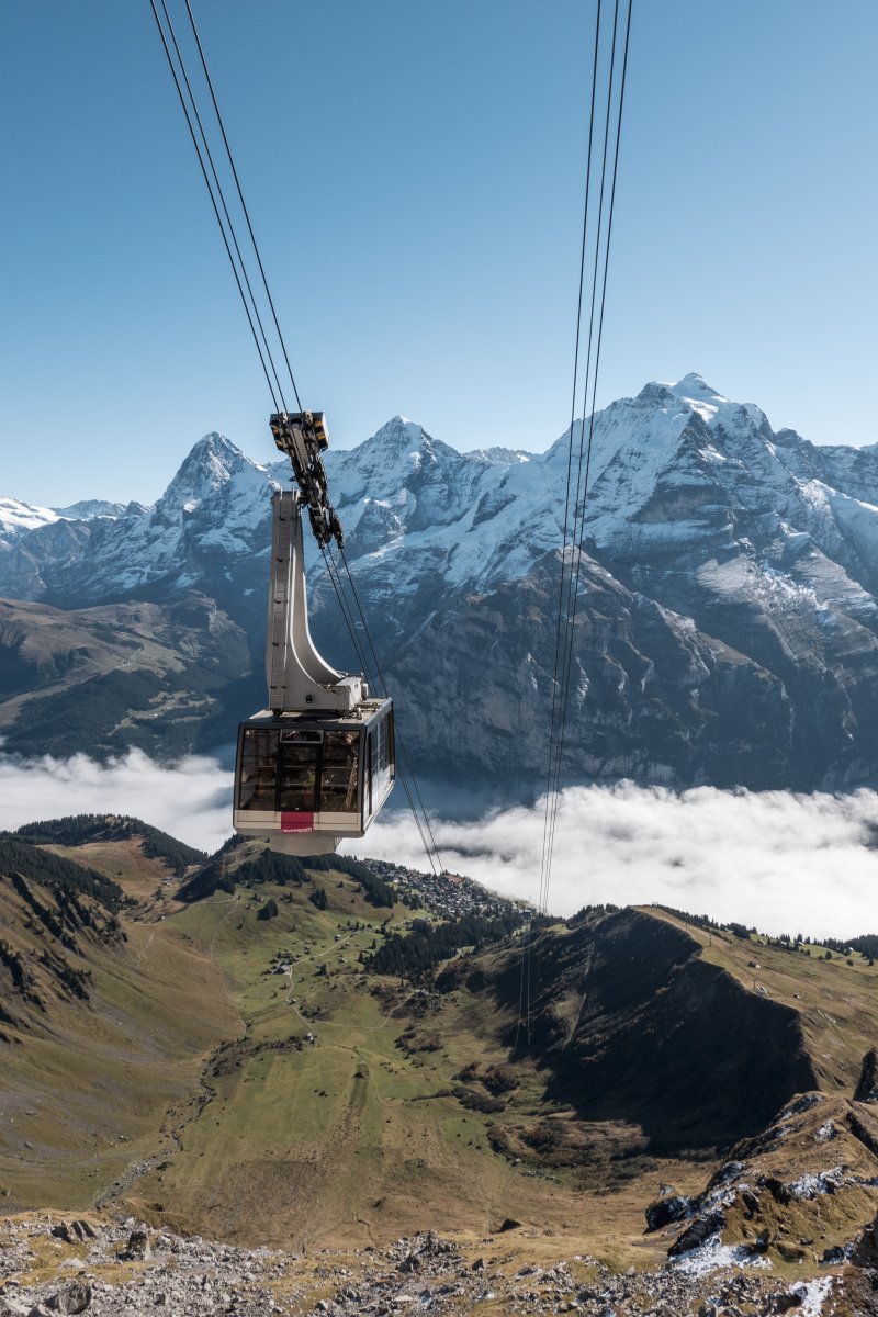 Seilbahn Mürren - Birg mit Panorama auf Eiger, Mönch und Jungfrau