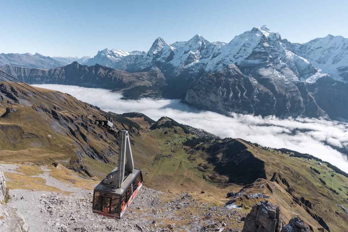 Seilbahn Mürren - Birg mit Panorama auf Eiger, Mönch und Jungfrau