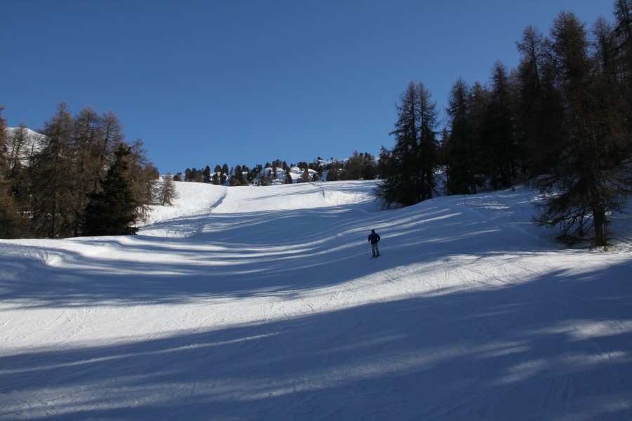 Abfahrt am Schlepplift Lavachet-Cabane, März 2012