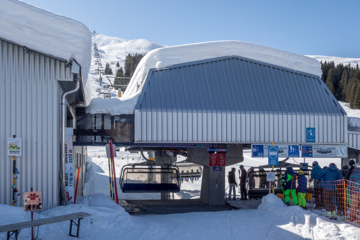 Talstation der Sesselbahn Wali-Piz Sezner, Februar 2018