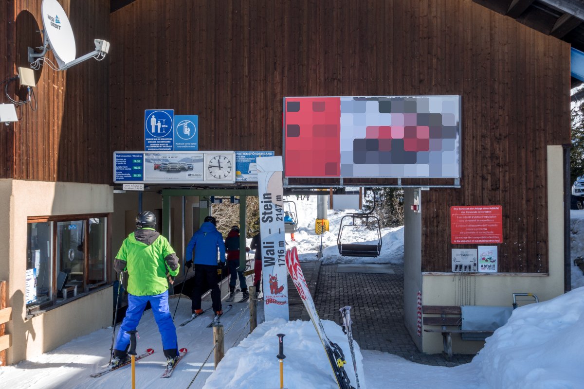 Talstation der Sesselbahn Wali-Stein, Februar 2018