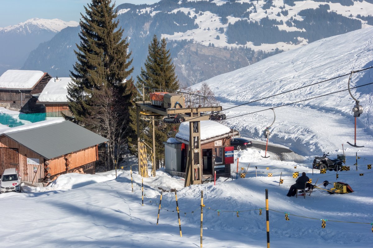 Talstation des Schlepplifts Sasolas-Plitschès, Februar 2018