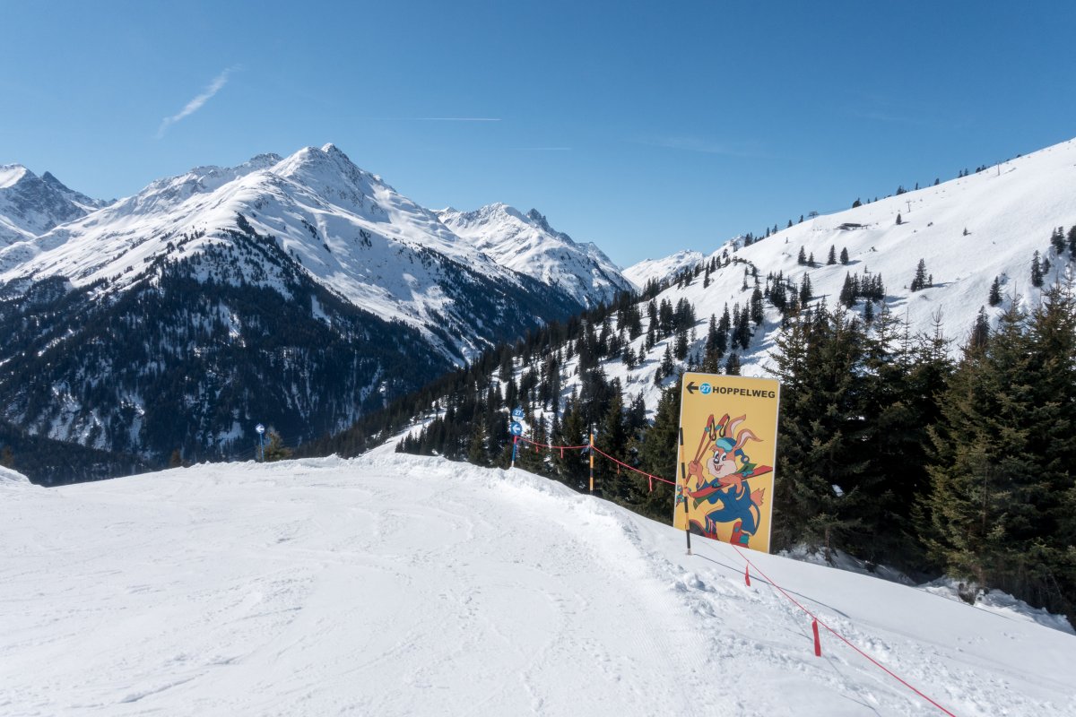 Skiabfahrt nach St. Anton, März 2019