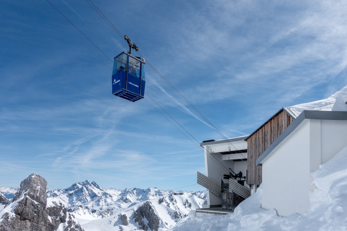Luftseilbahn Vallugagrat-Vallugagipfel, März 2019