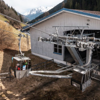 Talstation der Kabinenbahn Kappl-Diasalpe, März 2025