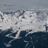 Blick auf das Skigebiet See, März 2025