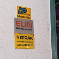 Herstellerschild an der Sesselbahn Katschberg-Aineck, März 2023