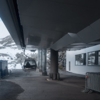 Talstation der Kabinenbahn Schwarze Schneid 1, Oktober 2025