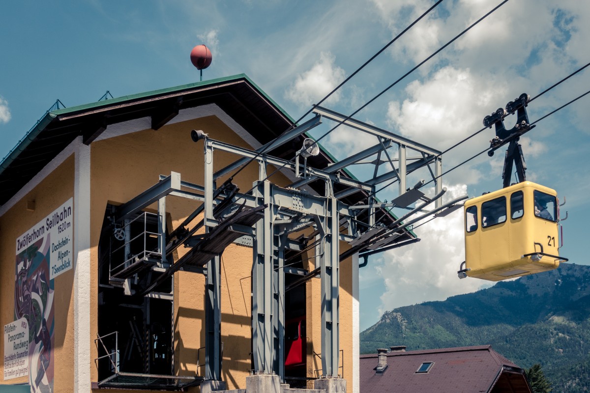 Talstation der Kabinenbahn St. Gilgen-Zwölferhorn, Juni 2019