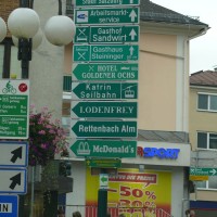 Wegweiser in Bad Ischl, August 2007