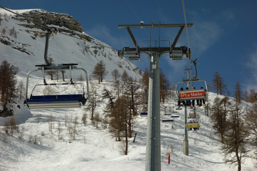 Sesselbahn Jorasse-Col de la Forcle, März 2014